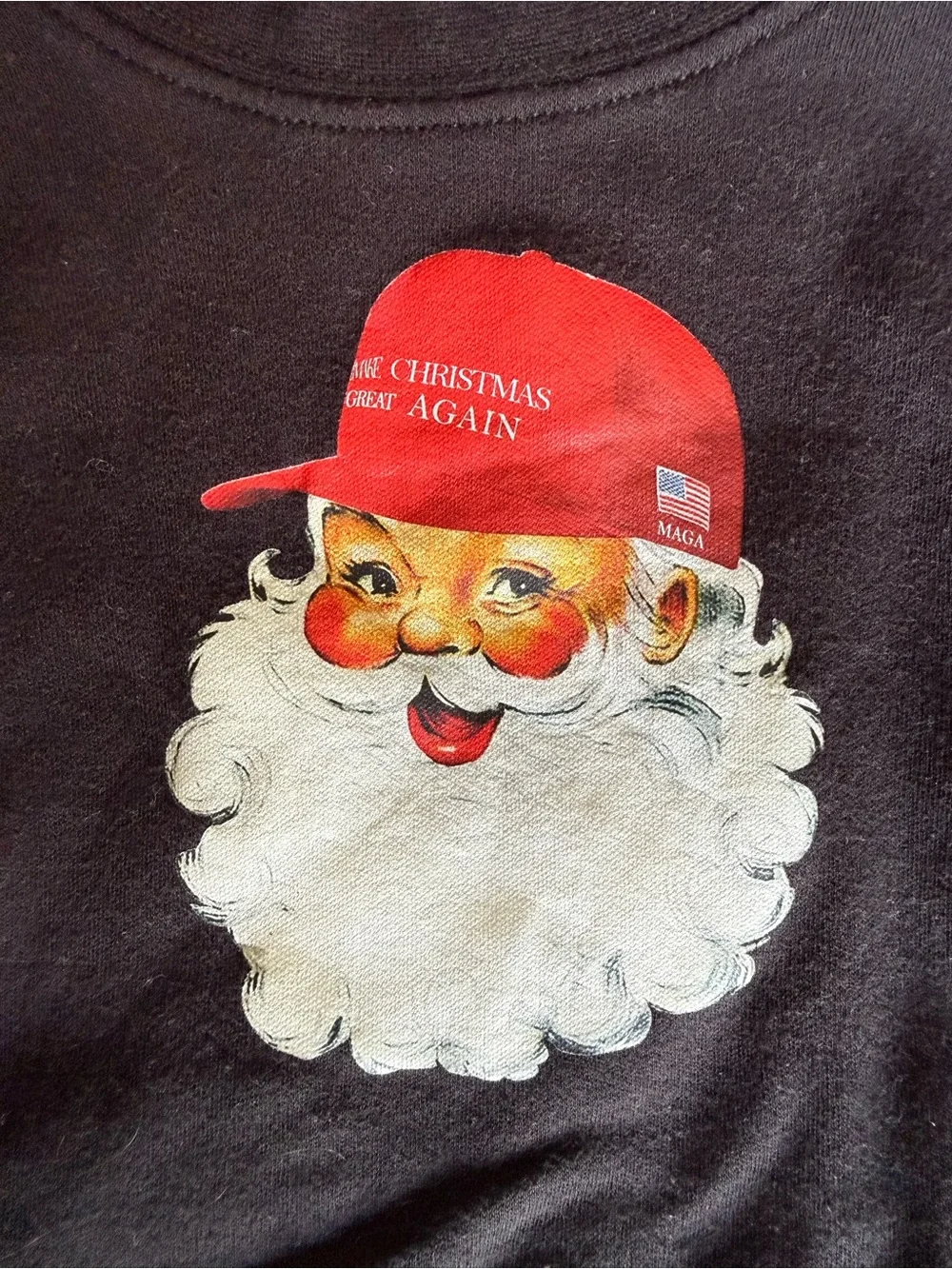 Black Kids Long-Sleeve Set with Santa Graphic